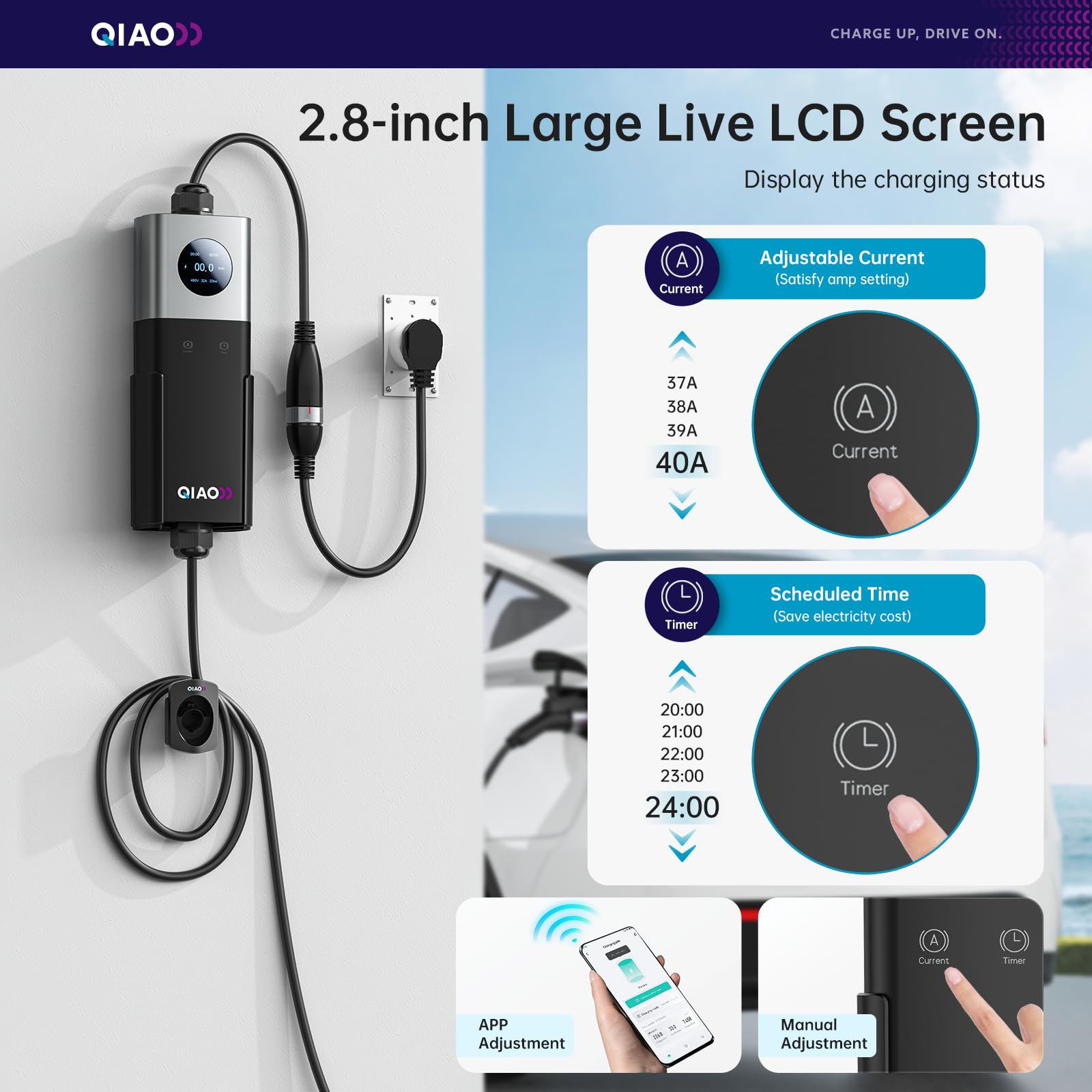 QIAO Level 2 EV Charger SAE J1 - огляд і ціна Portable Ev Charger